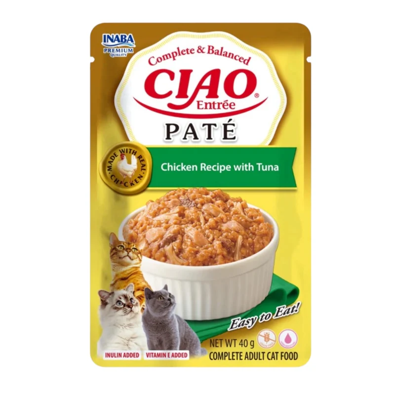 Inaba Paté Entrée Pollo y Atún para Gatos — Comida Húmeda Cremosa