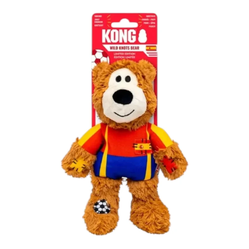 KONG Wild Knots Bear España Mundial 2026 — Peluche Oso Selección Española Resistente para Perros