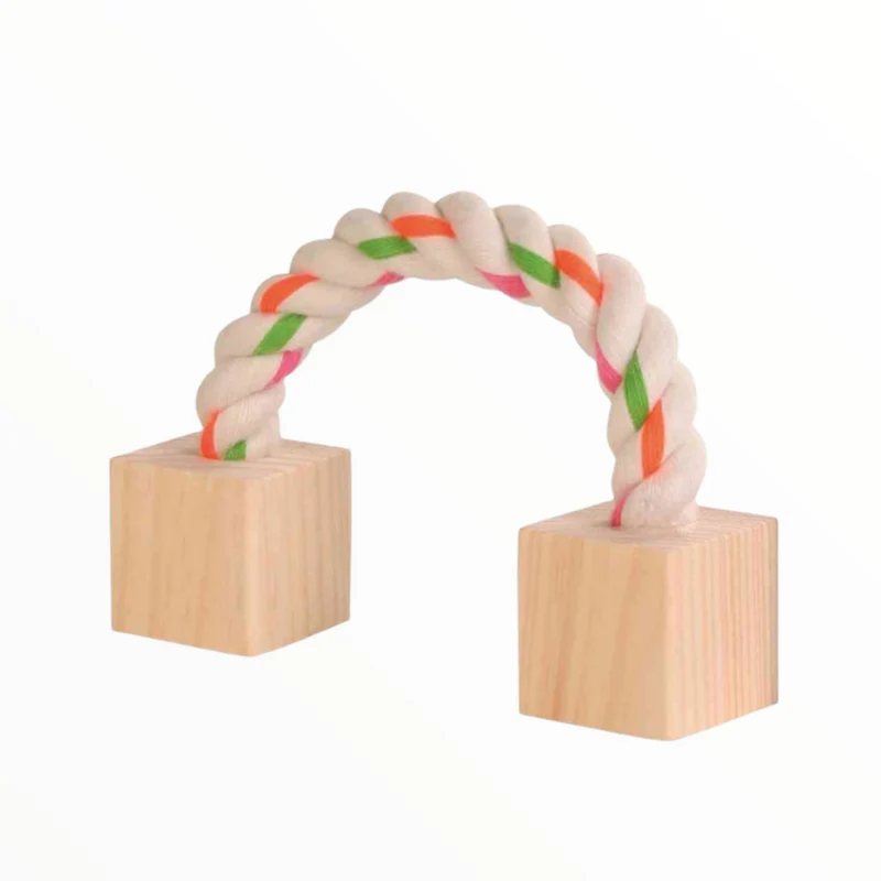 Trixie Juguete Cuerda con Cubos de Madera para Conejos — Desgaste Dental
