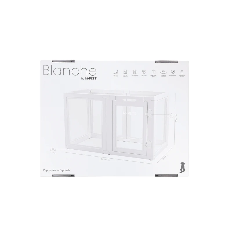 BLANCHE Puppy pen 6 panels L white