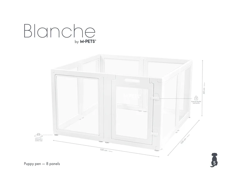 BLANCHE Puppy pen 8 panels S white