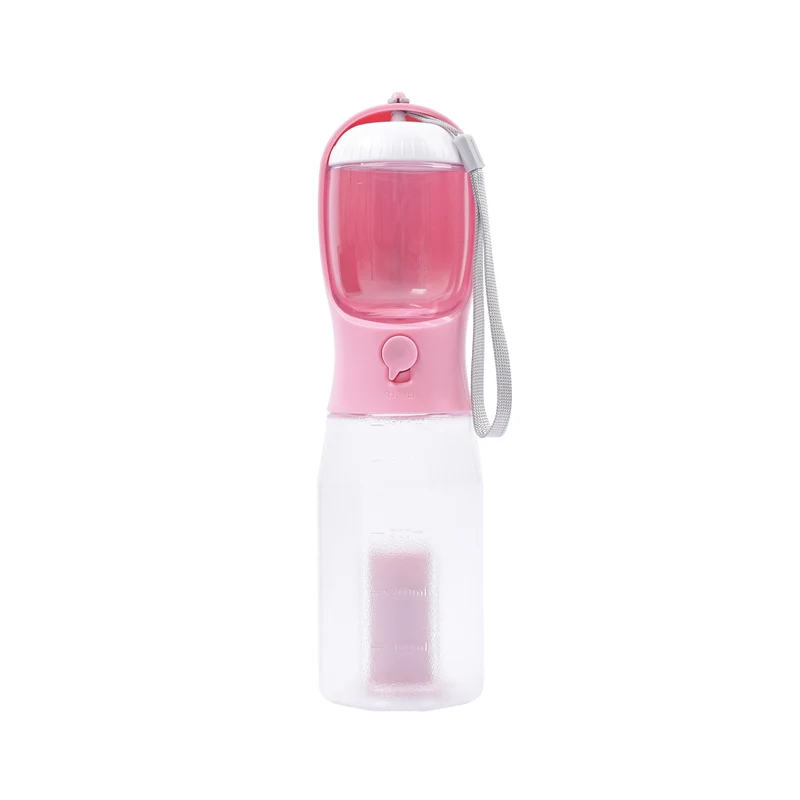 ON THE ROAD Dog water bottle 600 ml - 3 in 1 - Pink bloom