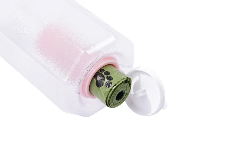 ON THE ROAD Dog water bottle 600 ml - 3 in 1 - Pink bloom
