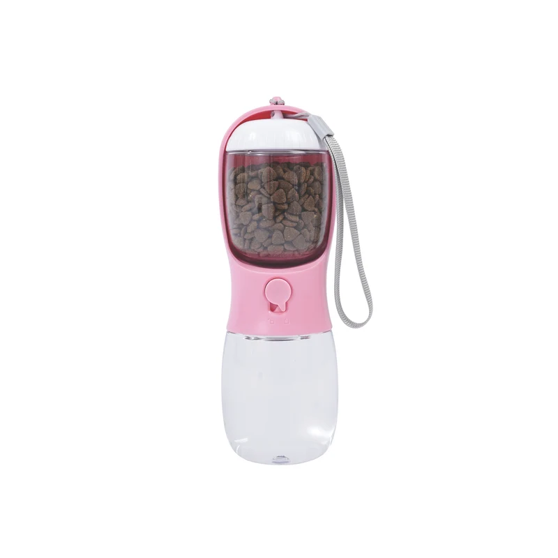 ON THE ROAD Dog water bottle 300 ml - 2 in 1 - Pink bloom