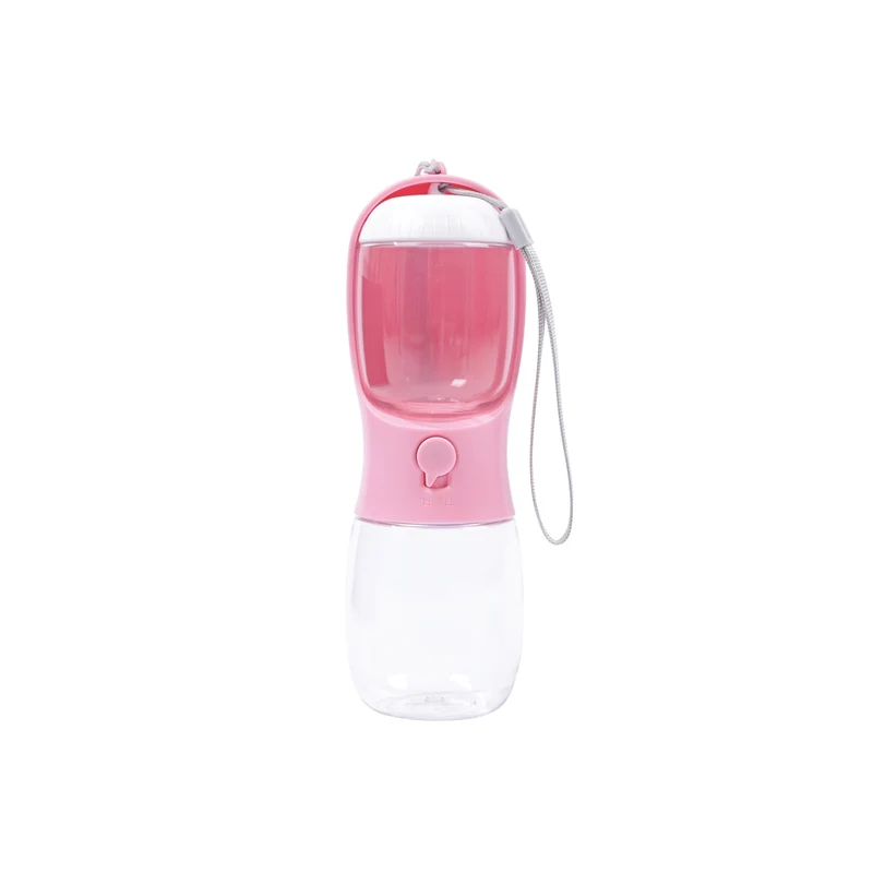 ON THE ROAD Dog water bottle 300 ml - 2 in 1 - Pink bloom