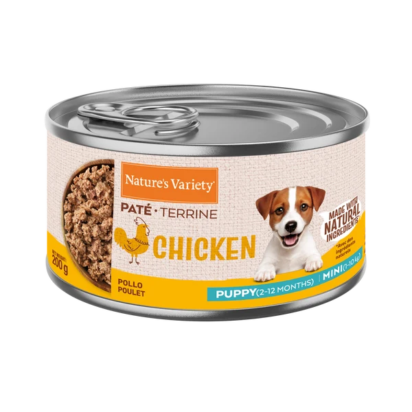 Nature's Variety Paté Puppy de Pollo con Verduras Lata Húmeda para Cachorros Mini