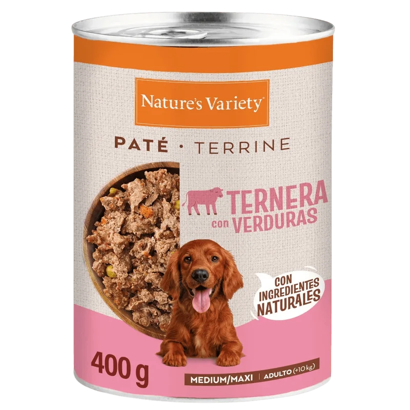 Nature's Variety Paté de Ternera con Verduras Lata Húmeda para Perros Med/Maxi