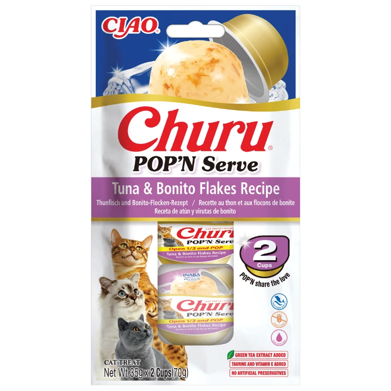Churu Pop'N Serve Atún y Bonito Snack para Gatos
