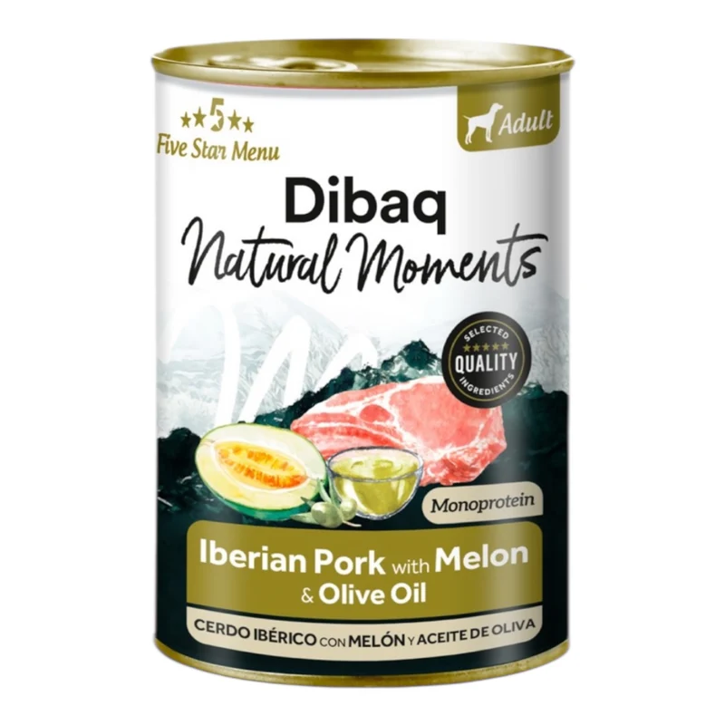 Dibaq Natural Moments Ibérico y Melón 380g — Comida Húmeda Monoproteica Sin Cereales para Perros