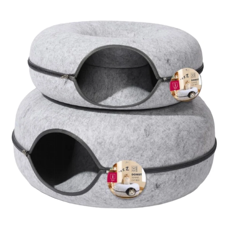 Túnel Refugio Cat Bed para Gatos — Túnel y Cama 2 en 1 de Fieltro