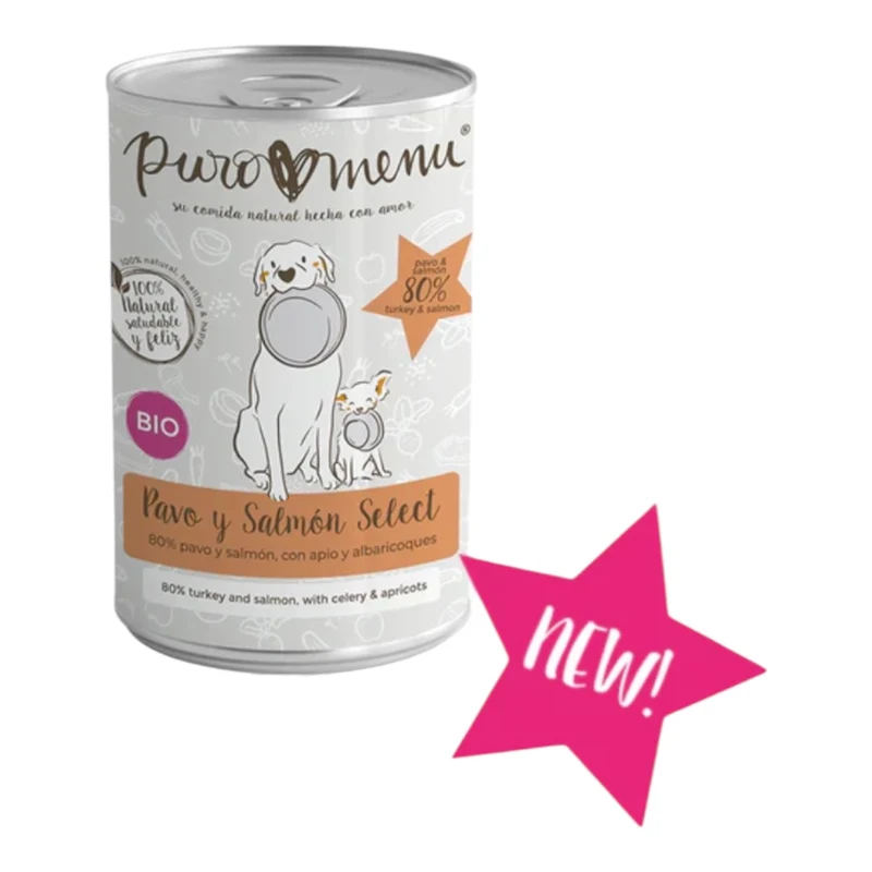 Puromenu Pavo y Salmón Bio para Perros — Comida Húmeda Ecológica