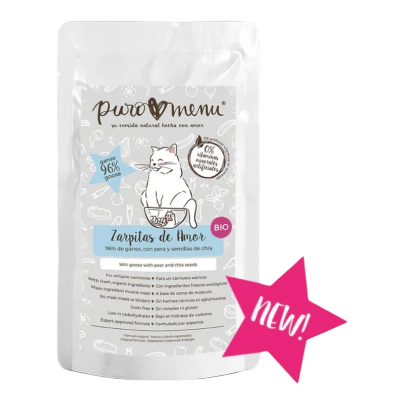 Puromenu Zarpitas de Amor Bio Ganso para Gatos — Comida Húmeda Ecológica