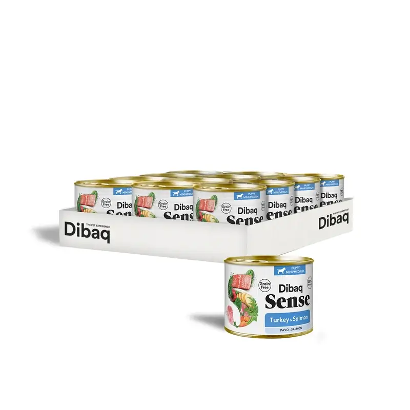 Dibaq Sense Comida Húmeda Perros Salmón Y Pavo Cachorros, 12 x 190 gr