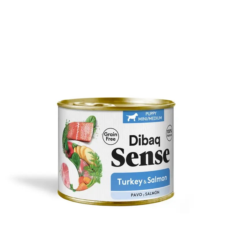 Dibaq Sense Comida Húmeda Perros Salmón Y Pavo Cachorros, 12 x 190 gr