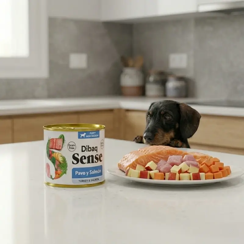 Dibaq Sense Comida Húmeda Perros Salmón Y Pavo Cachorros, 12 x 190 gr