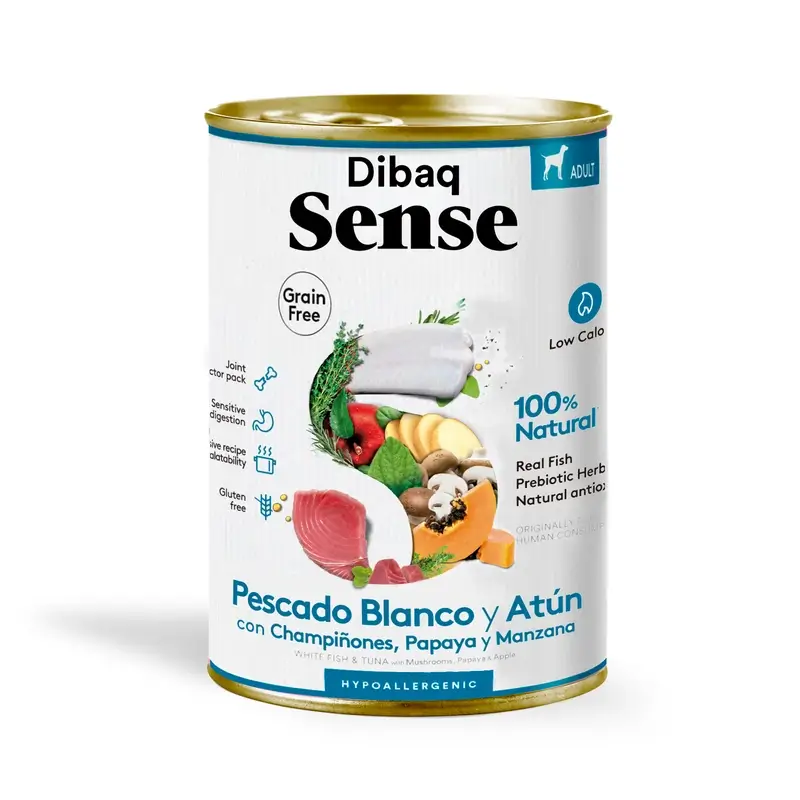 Dibaq Sense Comida Húmeda Perros Pescado Blanco Y Atún, 12 x 380 gr