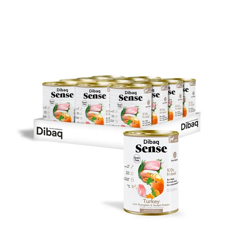 Dibaq Sense Comida Húmeda Perros Grain Free Pavo Y Calabaza, 12 x 380 gr