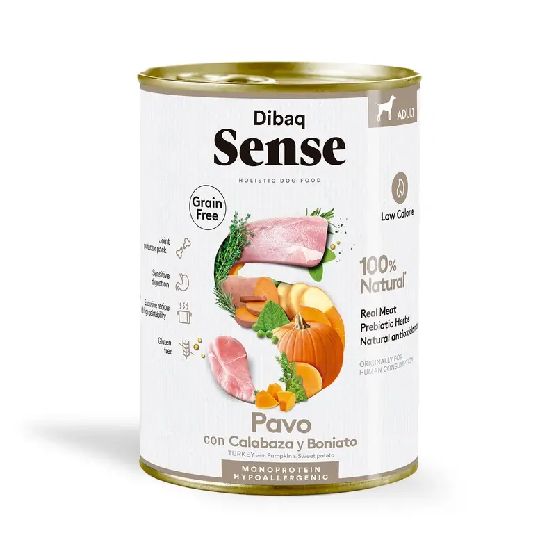 Dibaq Sense Comida Húmeda Perros Grain Free Pavo Y Calabaza, 12 x 380 gr