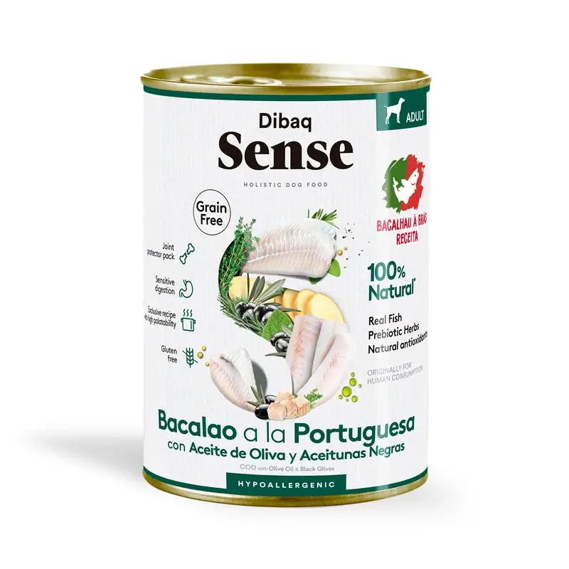 Dibaq Sense Comida Húmeda Perros Grain Free Bacalao A La Portuguesa, 12 x 380 gr