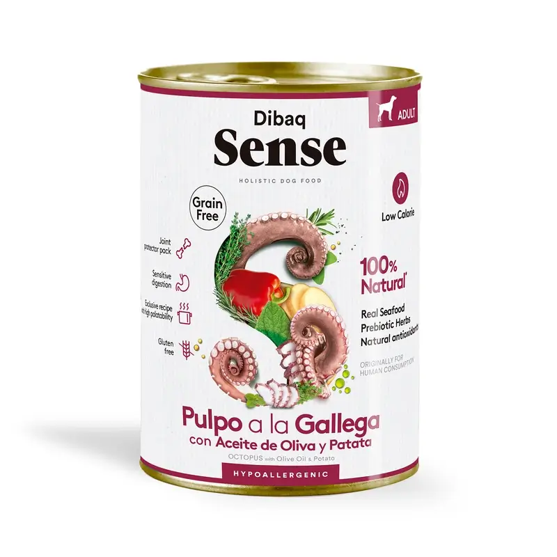 Dibaq Sense Comida Húmeda Perros Grain Free Pulpo A La Gallega, 12 x 380 gr