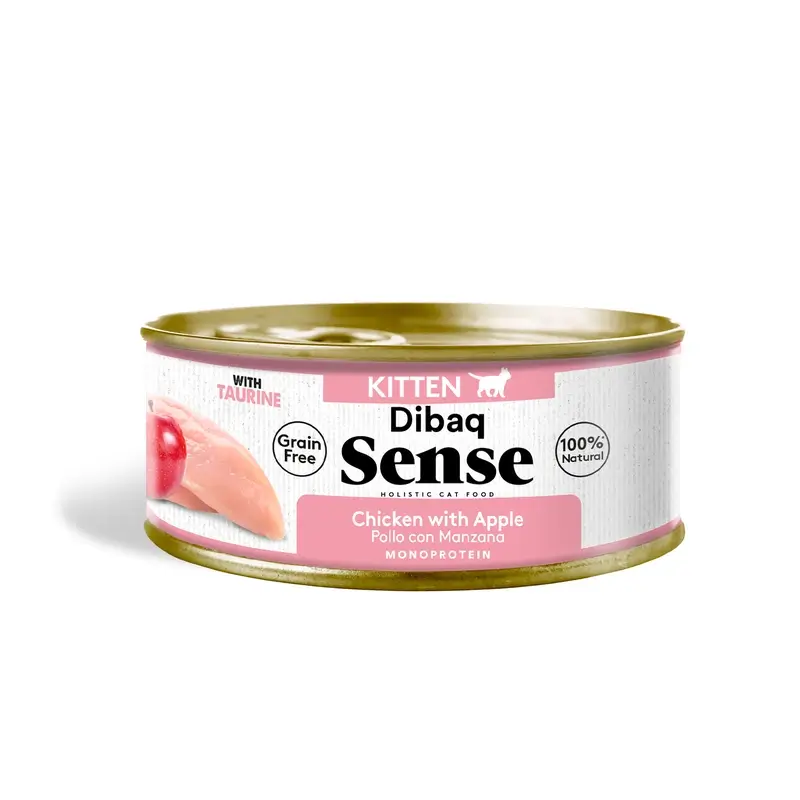 Dibaq Sense Comida Húmeda Gatos Gatito Pollo Con Manzana, 12 x 70 gr