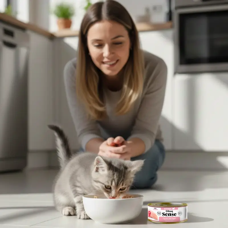 Dibaq Sense Comida Húmeda Gatos Gatito Pollo Con Manzana, 12 x 70 gr