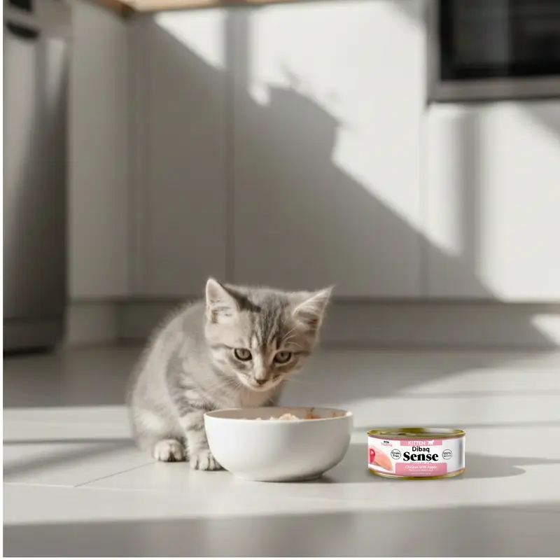 Dibaq Sense Comida Húmeda Gatos Gatito Pollo Con Manzana, 12 x 70 gr