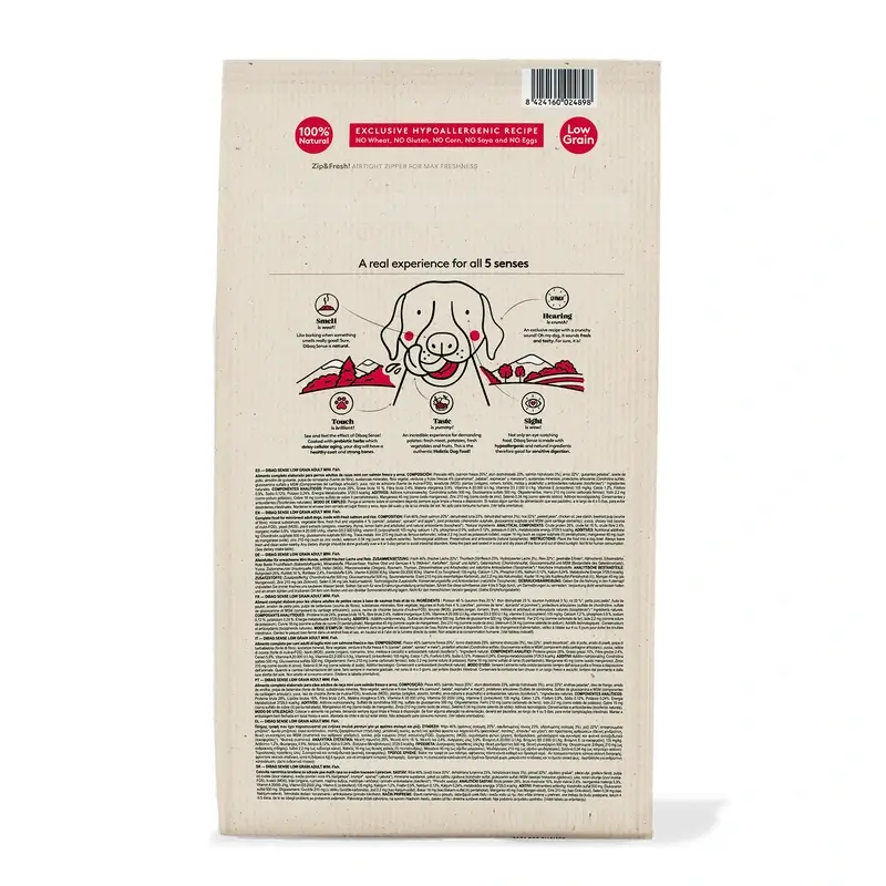 Dibaq Sense Pienso Perros Low Grain Pescado Adulto Mini, 2 kg