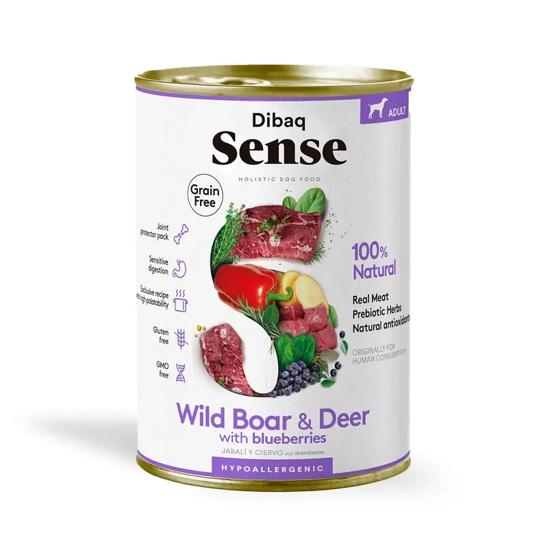 Dibaq Sense Comida Húmeda Perros Jabalí Y Ciervo, 12 x 380 gr