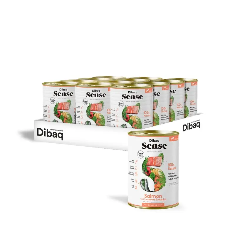 Dibaq Sense Comida Húmeda Perros Salmón, 12 x 380 gr