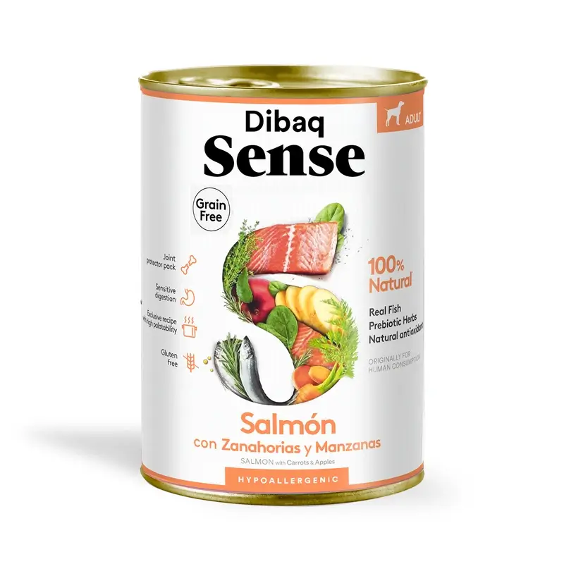 Dibaq Sense Comida Húmeda Perros Salmón, 12 x 380 gr