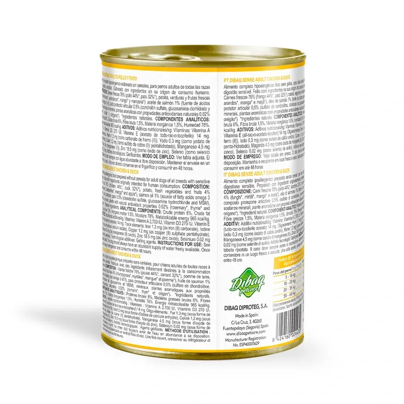 Dibaq Sense Comida Húmeda Perros Pollo Y Pato, 12 x 380 gr