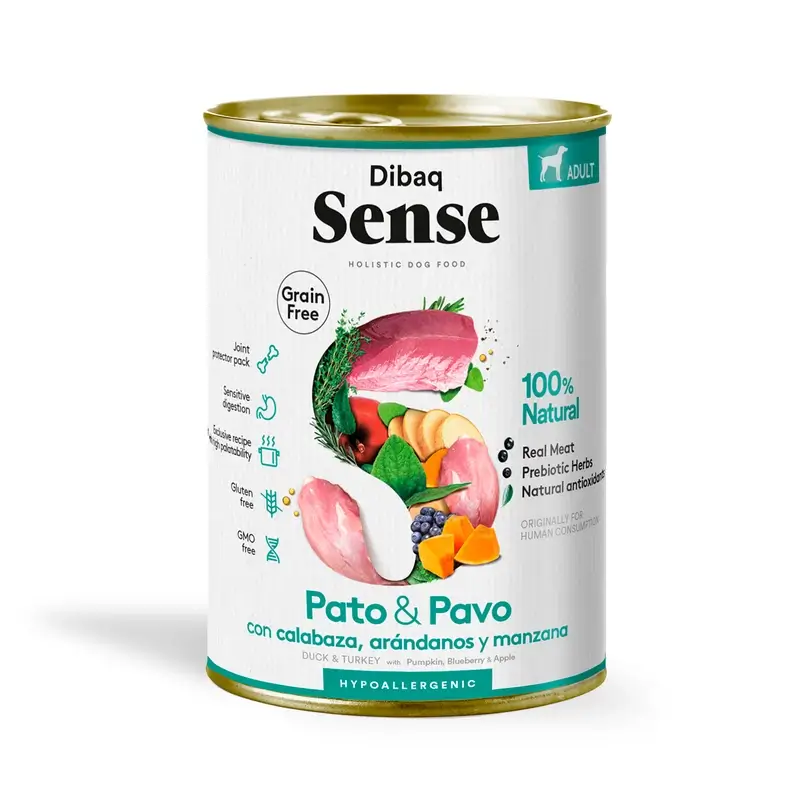 Dibaq Sense Comida Húmeda Perros Pato Y Pavo, 12 x 380 gr