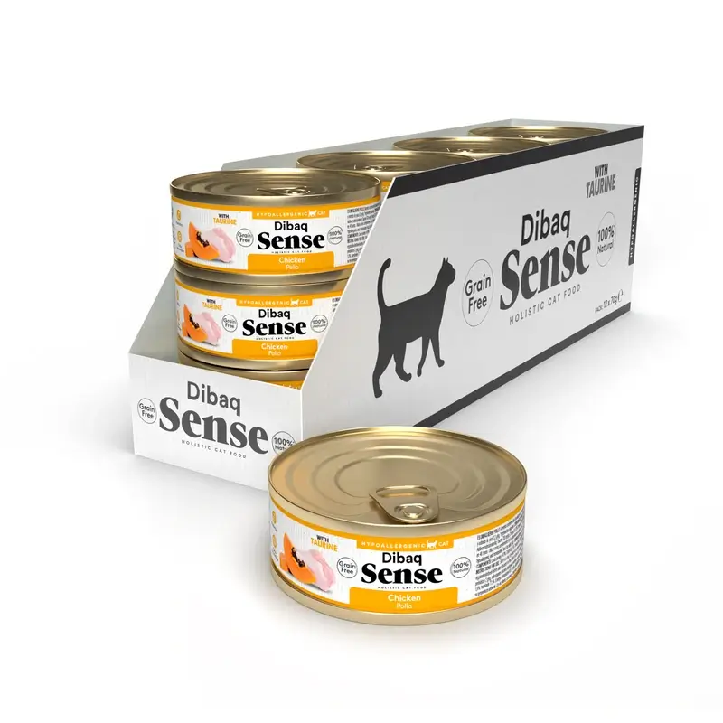 Dibaq Sense Comida Húmeda Gatos Pollo, 12 x 70 gr