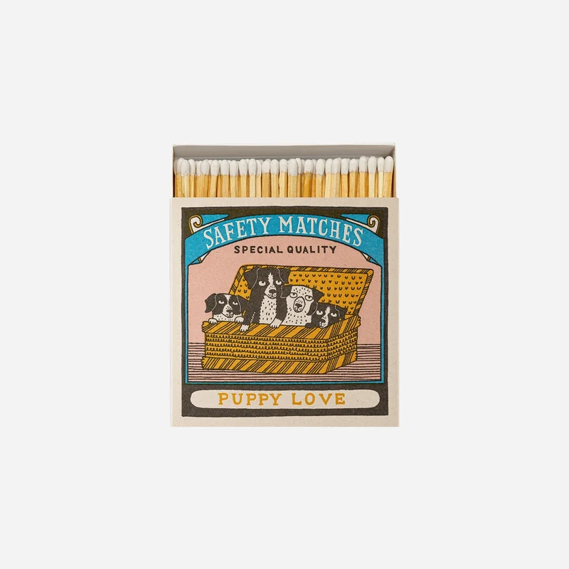 Caja cuadrada de cerillas Puppy Love