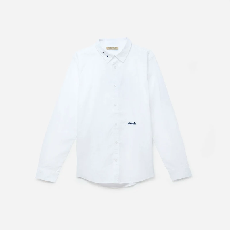Camisa blanca bordado negro
