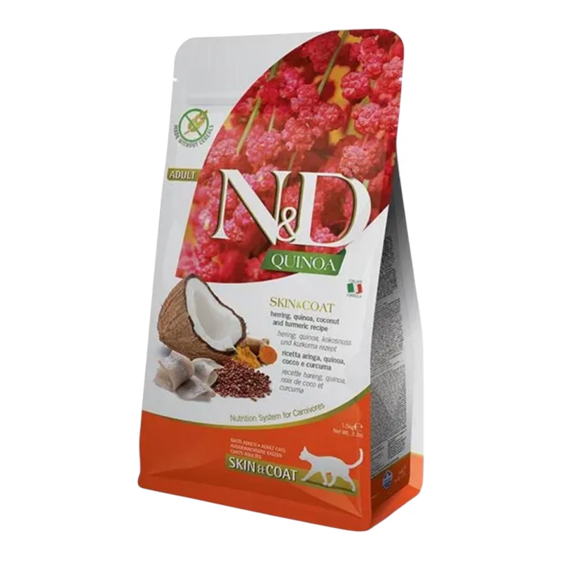 Farmina N&D Quinoa Skin Coat Arenque para Gatos — Piel y Pelo