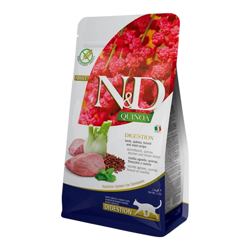 Farmina N&D Quinoa Digestión Cordero para Gatos — Pienso Sin Cereales