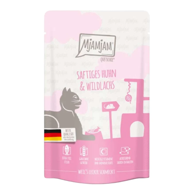 MjAMjAM Pollo Jugoso con Salmón Salvaje para Gatos