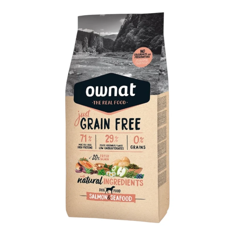Ownat Just Grain Free Salmón y Marisco para Perros — Sin Cereales