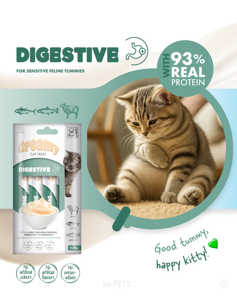 CREAMY with FUNCTIONS - Cat treat Digestive - Lamb & Tuna & Salmon
