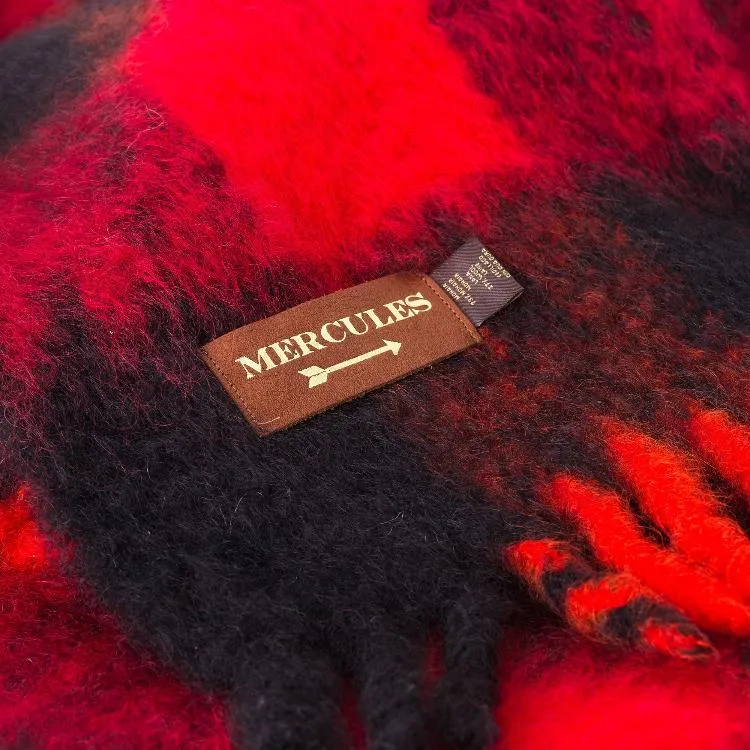 Manta de mohair de cuadros Rojos y Negros