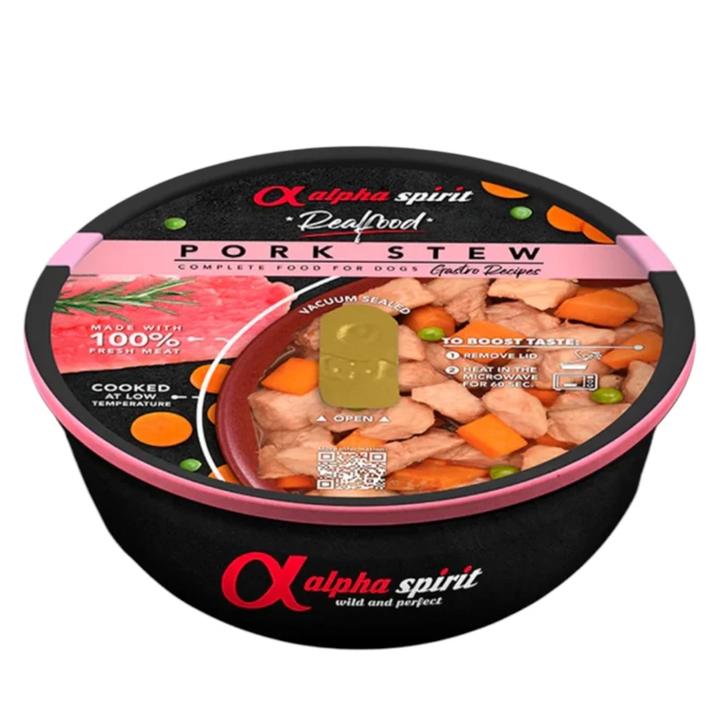 Alpha Spirit Real Food Guiso de Cerdo para Perros — Comida Húmeda Natural