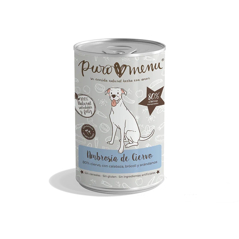 Puro Menú Ambrosía de Ciervo Lata Comida Húmeda para Perros