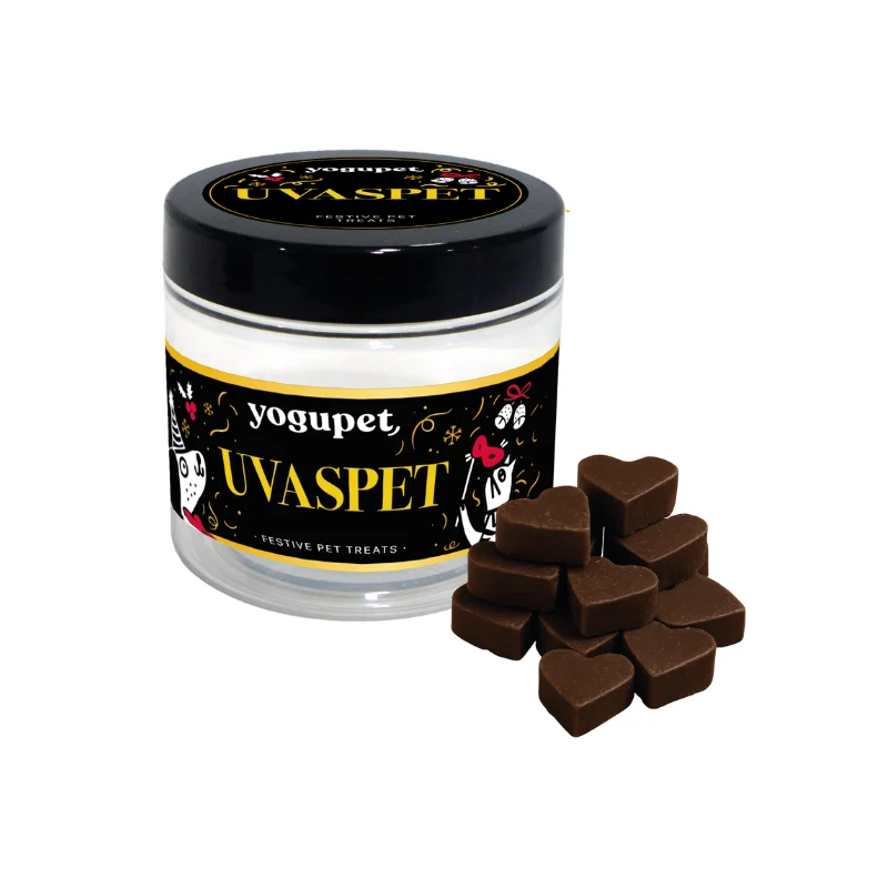 Yogupet Navidad Uvaspet Snack Semihúmedo con Salmón y Kéfir para Perros y Gatos 100 g Alternativa Uvas Año Nuevo