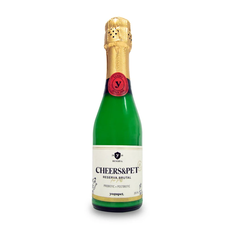 Yogupet Champán de Kéfir Cheers&Pet 200 ml con Postbióticos y Prebióticos para Perros y Gatos