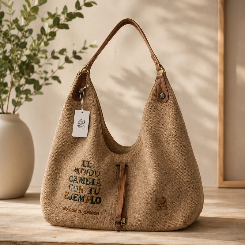 Bolso Hobo “El mundo cambia con tu ejemplo, no con tu opinión”- Beige