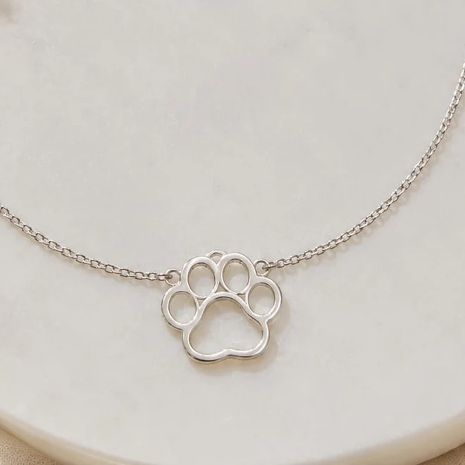 Collar Acero Inoxidable Huella Plateada