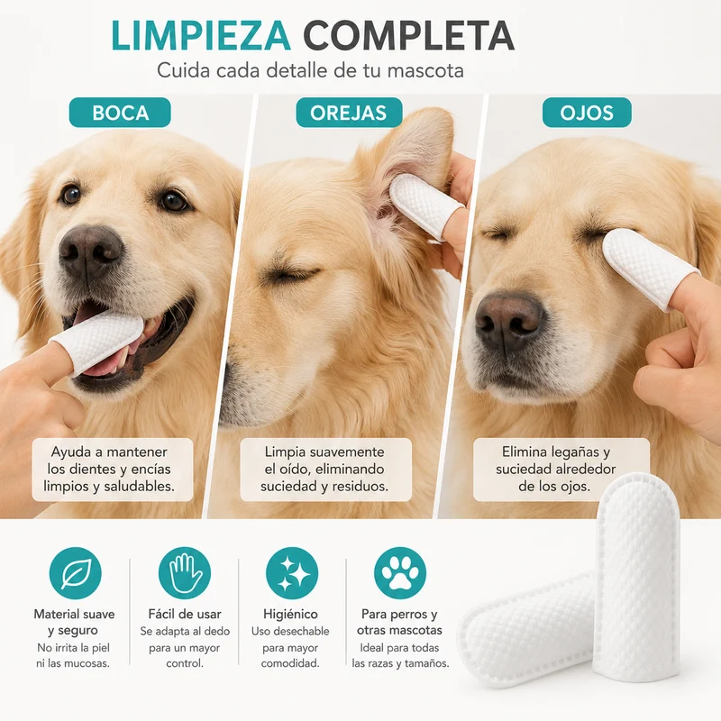 Fundas para Dedos Limpiadoras para Mascotas (50 unidades)