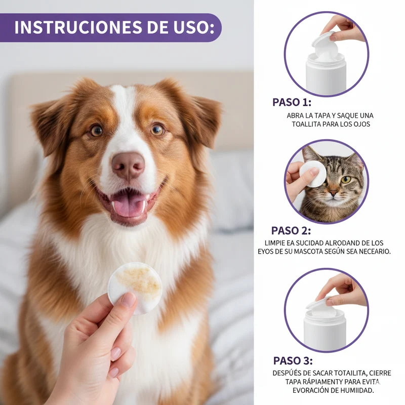 Toallitas limpiadoras de ojos para perros y gatos – 60 unidades